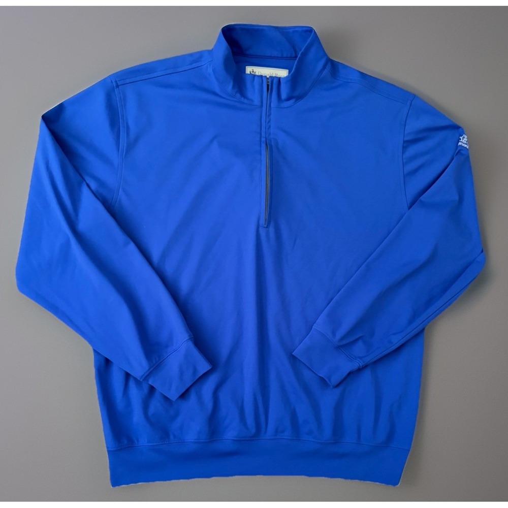 Donald Ross Quarter Zip Pullover Sweater Blue Embroidered Golf Logo Large JBHS
